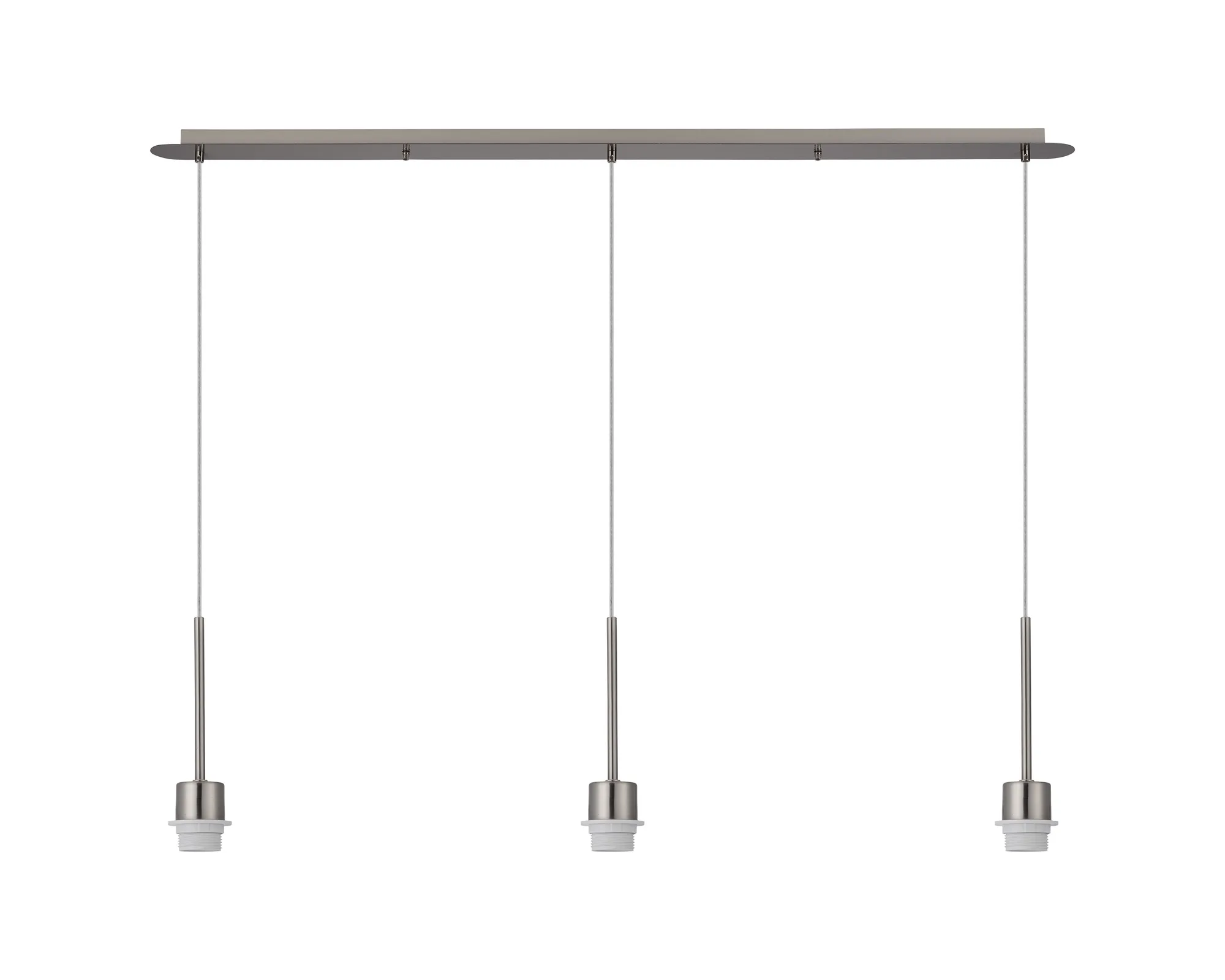 D1047SN  Carrie 1.4m Satin Nickel 3 Light E27 Universal Pendant Suitable For A Vast Selection Of Shades